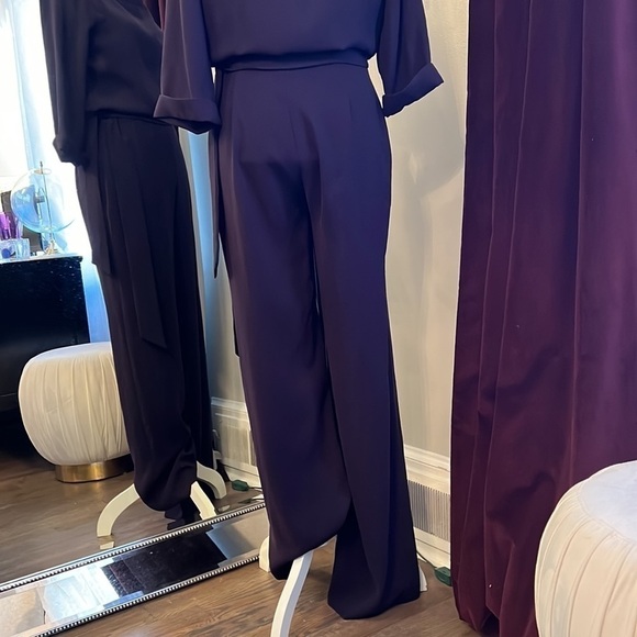 DVF Diane von Furstenberg Gwynne Purple 3/4 Sleeve Tie Waist Jumpsuit Size 4 - Picture 11 of 16